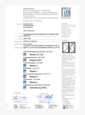 Certificato ITT 4Stars finestra con 2 ante