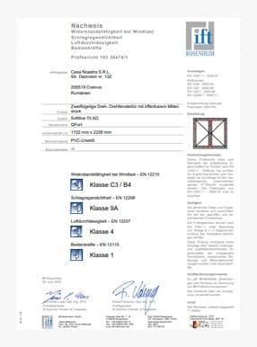Certificato ITT 5Stars finestra con 2 ante