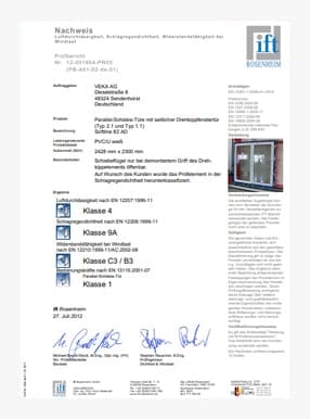 Certificato ITT 6Stars finestra con 2 ante
